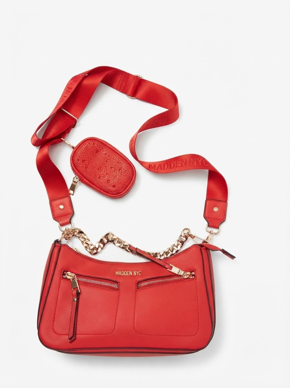 Red Crossbody Bag with Adjustable Strap